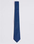 Marks & Spencer Pure Silk Floral Tie & Pocket Square Set Navy