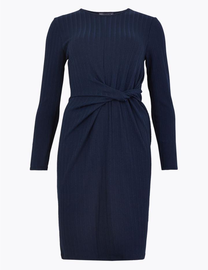 Marks & Spencer Ribbed Jersey Bodycon Mini Dress Navy