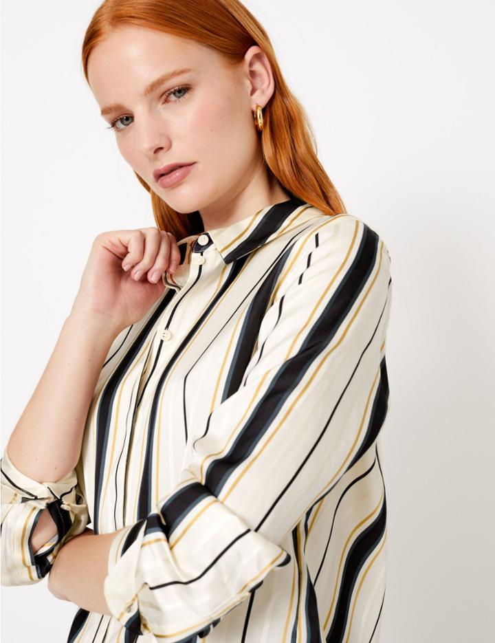 Marks & Spencer Striped Shirt Ivory Mix