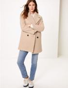 Marks & Spencer Textured Double Breasted Coat Neutral