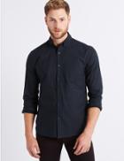 Marks & Spencer Pure Cotton Slim Fit Oxford Shirt With Pocket Navy