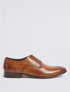 Marks & Spencer Leather Almond Toe Lace-up Derby Shoes Chestnut