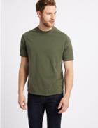 Marks & Spencer Pure Cotton T-shirt With Cool Comfort&trade; Medium Khaki