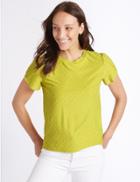 Marks & Spencer Spotted Round Neck Short Sleeve T-shirt Chartreuse