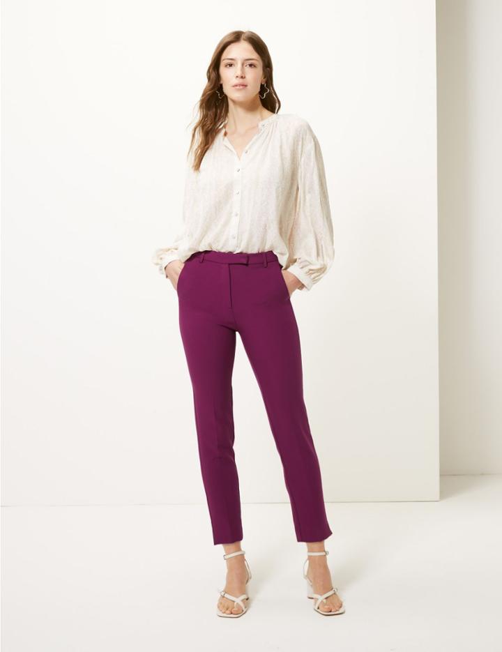 Marks & Spencer Mia Slim Ankle Grazer Trousers Dark Magenta