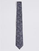 Marks & Spencer Pure Silk Printed Tie Indigo Mix