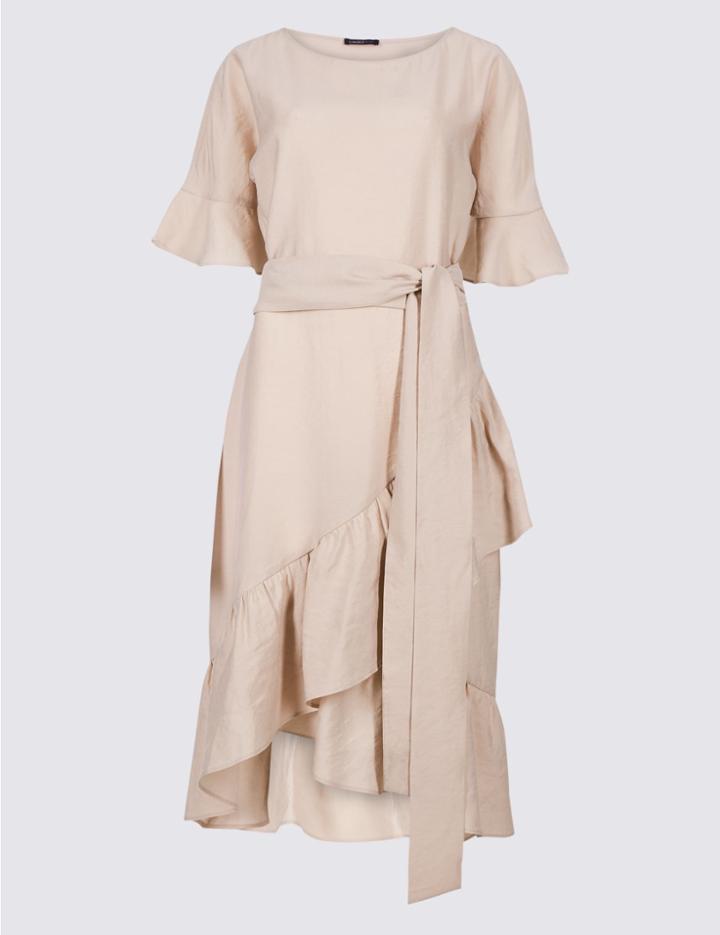 Marks & Spencer Ruffle Half Sleeve Swing Dress Pink