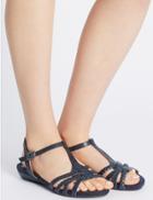 Marks & Spencer Wide Fit Leather Buckle Sandals Navy