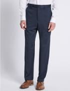 Marks & Spencer Soft Touch Flat Front Trousers Navy