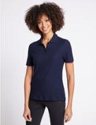 Marks & Spencer Pure Cotton Short Sleeve Polo Shirt Navy