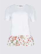 Marks & Spencer Cotton Rich Printed Short Sleeve T-shirt Ivory Mix