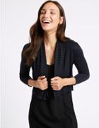 Marks & Spencer Open Front 3/4 Sleeve Cardigan Navy