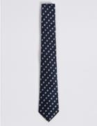 Marks & Spencer Pure Silk Spot Tie Navy Mix