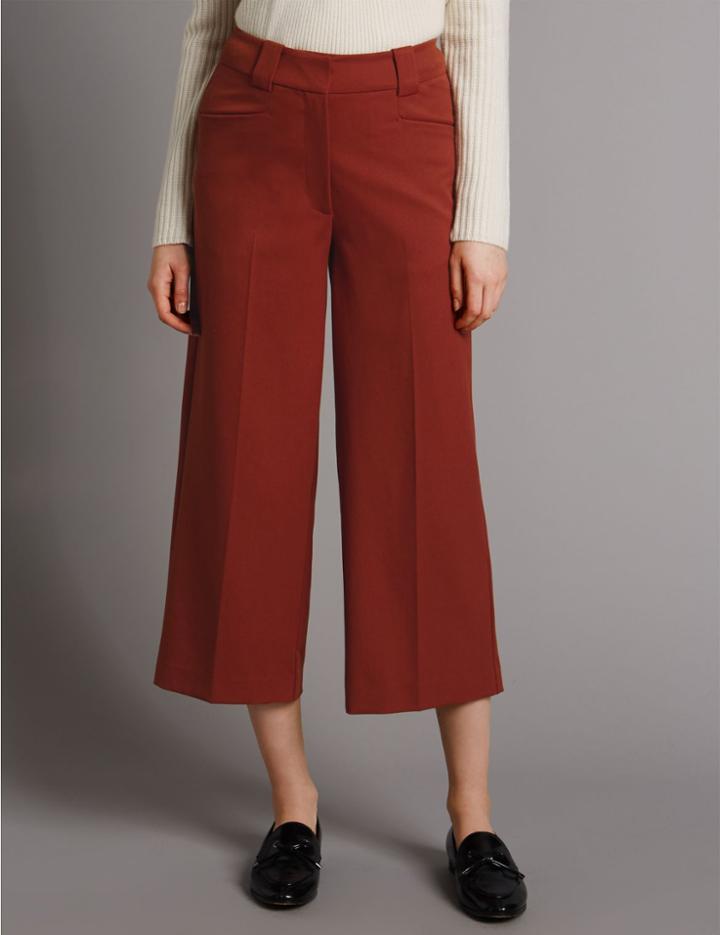 Marks & Spencer Wide Leg Cropped Trousers Cognac