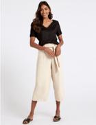 Marks & Spencer Wide Leg Cropped Trousers Oyster