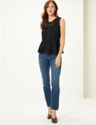 Marks & Spencer Lace Round Neck Shell Top Black