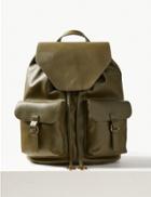 Marks & Spencer Faux Leather Backpack Bag Khaki