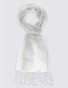 Marks & Spencer Sequin Embellished Striped Scarf Cream