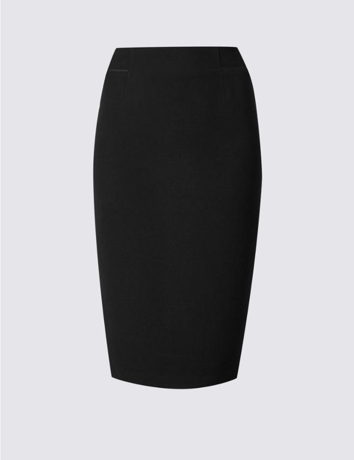 Marks & Spencer Grosgrain Trim Pencil Midi Skirt Black