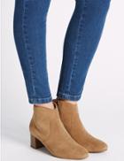 Marks & Spencer Leather Block Ankle Boots With Insolia&reg; Tan