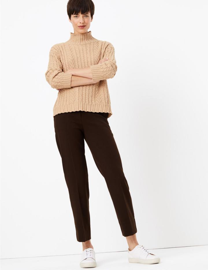 Marks & Spencer Evie Straight Leg 7/8th Trousers Chocolate