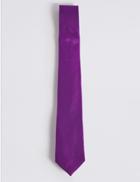 Marks & Spencer Pure Silk Satin Twill Textured Tie Purple