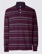 Marks & Spencer Pure Cotton Striped Rugby Top Burgundy