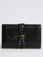 Marks & Spencer Leather Pin Detailed Purse With Cardsafe&trade; Black