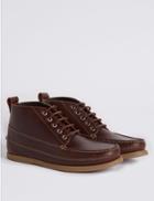 Marks & Spencer Leather Moccasin Lace-up Chukka Boots Brown