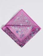 Marks & Spencer Pure Silk Ditsy Floral Print Pocket Square Lavender Mix