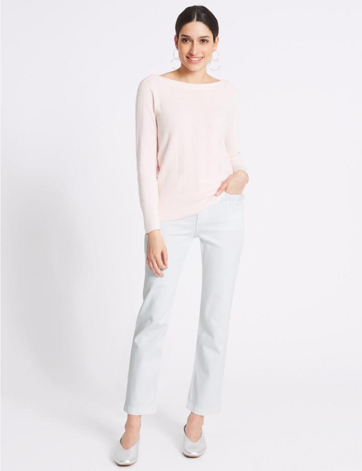 Marks & Spencer Roma Rise Straight Leg Jeans White Mix