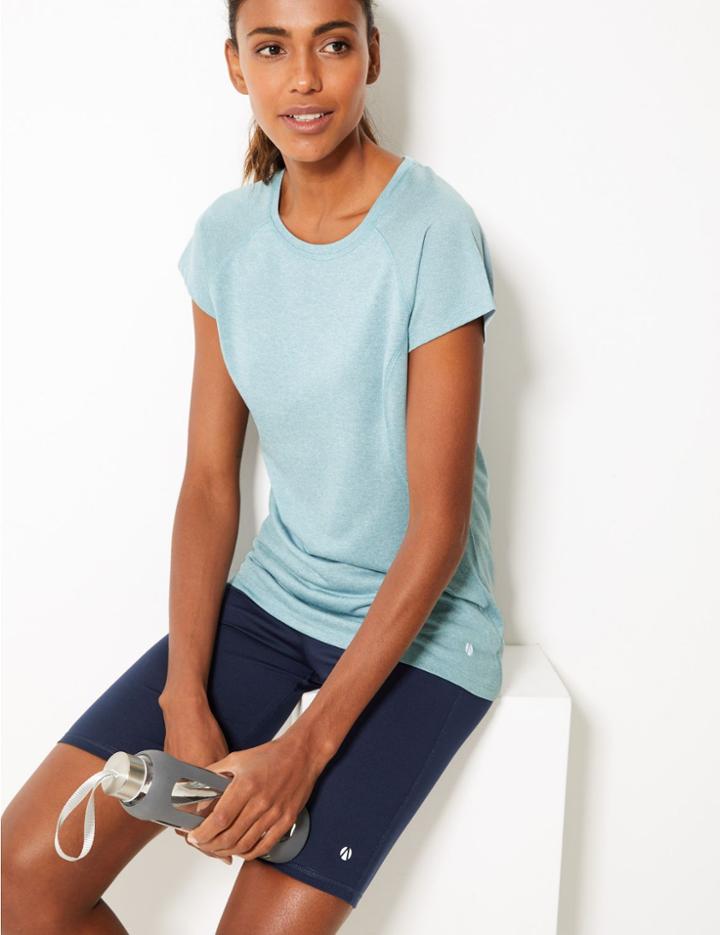 Marks & Spencer Quick Dry Short Sleeve Sport Top Blue/green