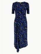 Marks & Spencer Animal Print Jersey Bodycon Dress Blue Mix