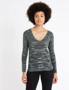 Marks & Spencer Textured Space Dye V-neck Jumper Charcoal