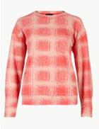 Marks & Spencer Checked Long Sleeve T-shirt Pink Mix