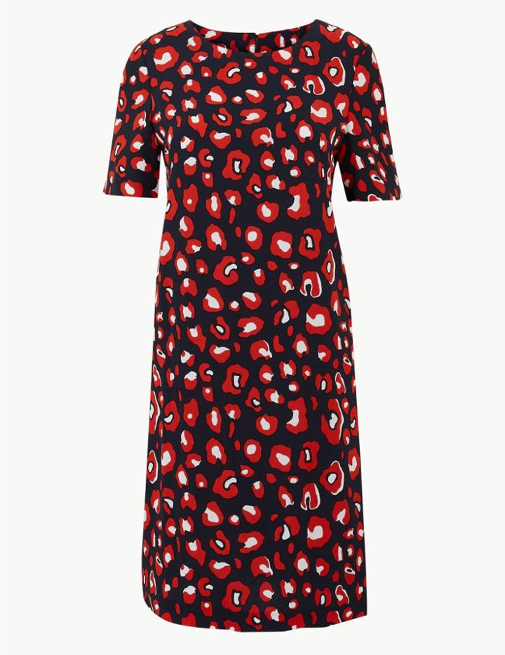 Marks & Spencer Animal Print Shift Dress Navy Mix