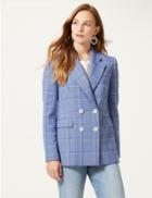 Marks & Spencer Checked Double Breasted Blazer Blue Mix