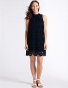 Marks & Spencer Pure Cotton Embroidered Tunic Dress Navy