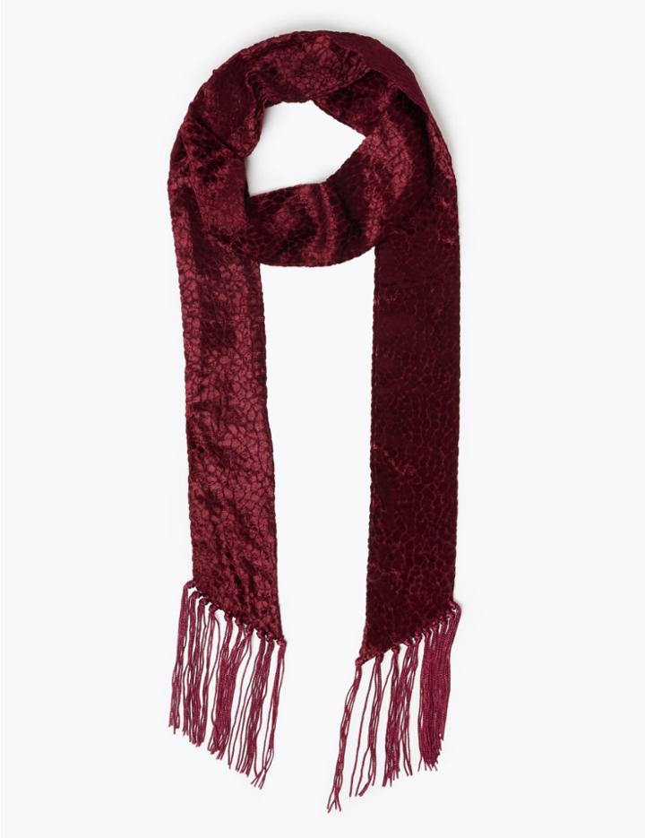 Marks & Spencer Fringed Skinny Scarf Burgundy