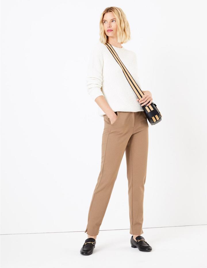 Marks & Spencer Mia Ponte Spot Ankle Grazer Trousers Camel Mix