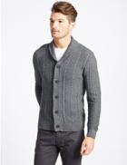 Marks & Spencer Cotton Rich Textured Cardigan Grey