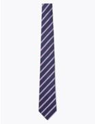 Marks & Spencer Silk Slim Striped Tie Purple Mix