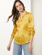 Marks & Spencer Pure Silk Long Sleeve Shirt Honey