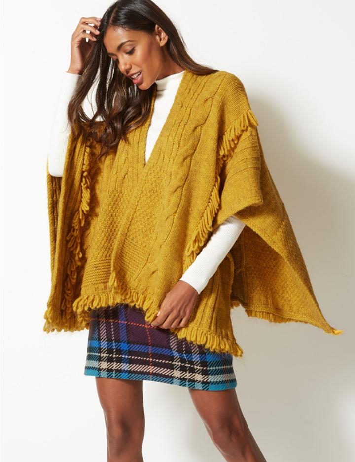 Marks & Spencer Textured Fringe Wrap Ochre