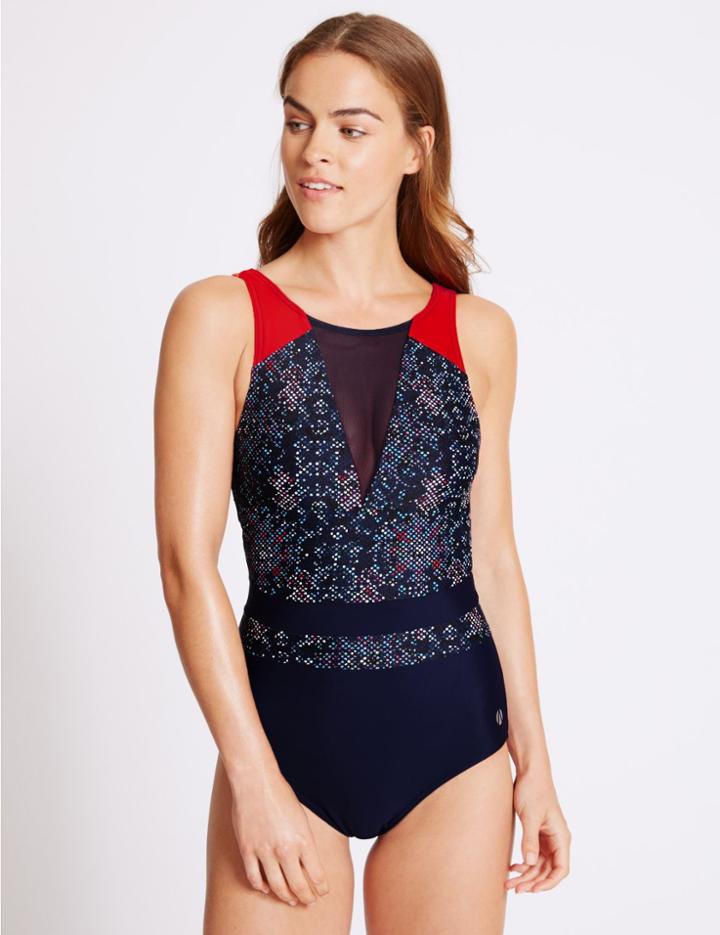 Marks & Spencer Secret Slimming&trade; Mesh Insert Swimsuit Black Mix