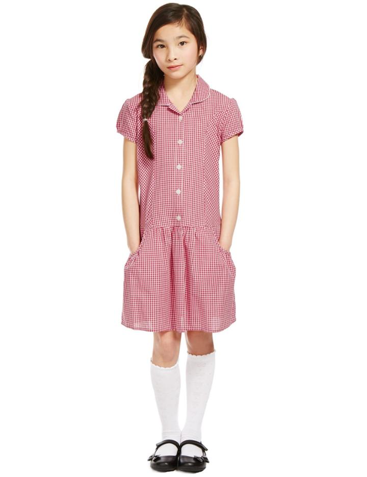 Marks & Spencer 2 Pack Checked Dress (2-14 Years) Red