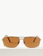 Marks & Spencer Double Bridge Rectangular Sunglasses Bronze