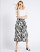 Marks & Spencer Cotton Blend Floral Print A-line Midi Skirt Cream Mix