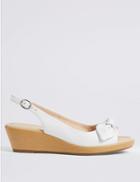 Marks & Spencer Leather Wedge Heel Bow Sandals White