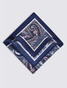 Marks & Spencer Pure Silk Paisley Print Pocket Square Light Blue Mix